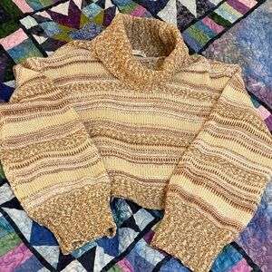 Altar'd State Turtleneck Sweater in Cream and Brown